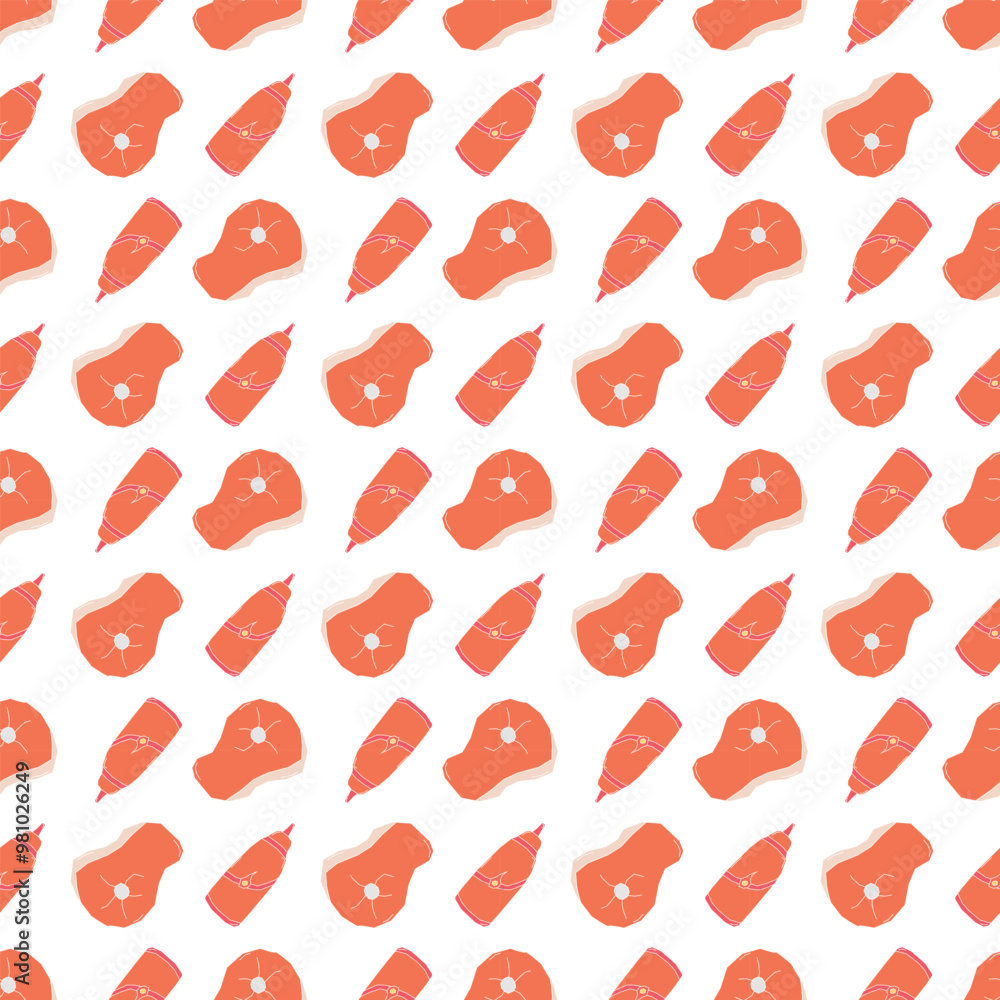 seamless steak pattern. meat background. Doodle illustration with meat products icons seamless steak pattern. meat background. Doodle illustration with meat products icons