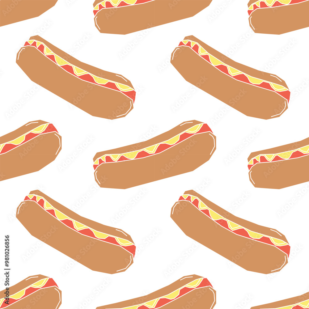 Seamless hot dog pattern. fast food background. Drawn food pattern Seamless hot dog pattern. fast food background. Drawn food pattern