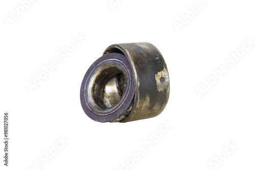 The old car wheel bearings have rust and dirt.