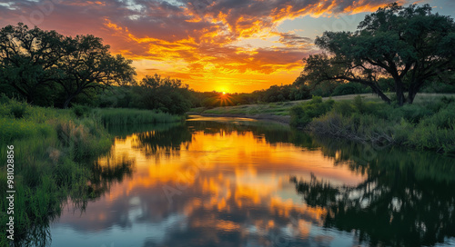 Golden Sunset Over a Tranquil River