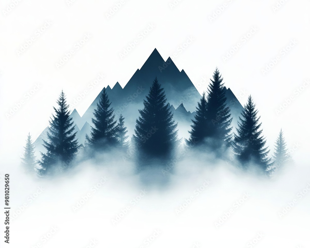 Enigmatic Misty Monochrome Forest A Serene Landscape of Dense Fog and Sharp Silhouetted Trees Evoking Mystery and Tranquility in Nature Enigmatic Misty Monochrome Forest A Serene Landscape of Dense Fog and Sharp Silhouetted Trees Evoking Mystery and Tranquility in Nature
