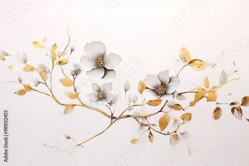 Abstract artistic background. Golden elements. Textured background. Watercolor, Modern Art. flowers, plants, tropical, leaves, posters, cards, murals, rugs, hangings, prints, wall art