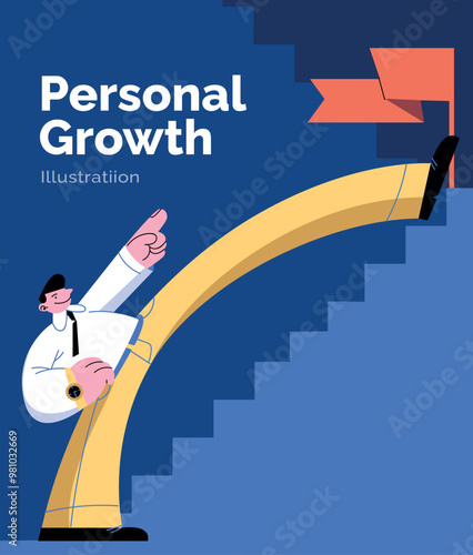 business man climbing up stairs personal growth vector illustration goal achievement photo