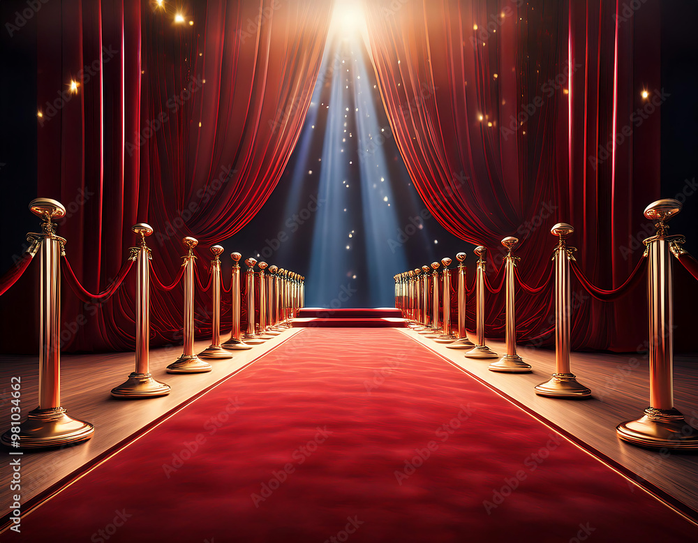 Awards show red carpet and curtains – A 3D render of a red carpet leading up to a stage wit_1(26) Awards show red carpet and curtains – A 3D render of a red carpet leading up to a stage wit_1(26)