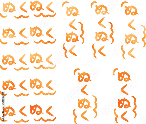 Wallpaper Mural 水彩風「ぬくぬく」手書きのオノマトペ文字（擬態語）_横書き・縦書きオレンジ Torontodigital.ca