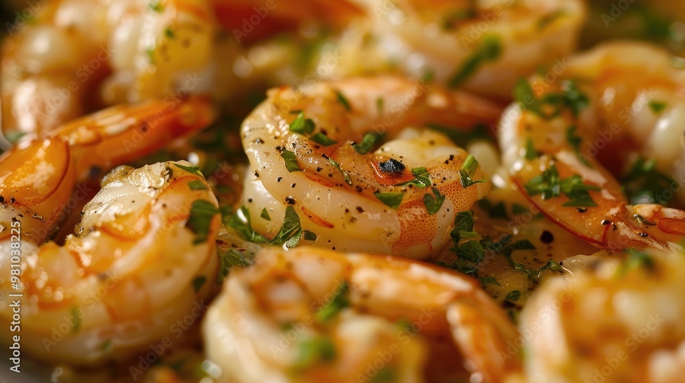 Succulent shrimp scampi with garlic, white wine, and fresh parsley. Succulent shrimp scampi with garlic, white wine, and fresh parsley.