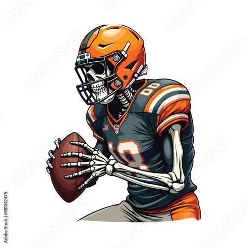 American Football Skeleton Illustration