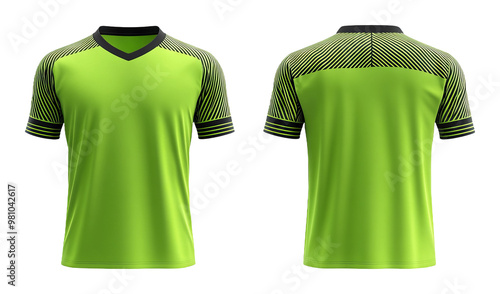 Neon Green VNeck Sports Jersey Front and Back View