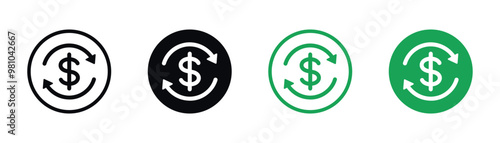 money transfer icon set