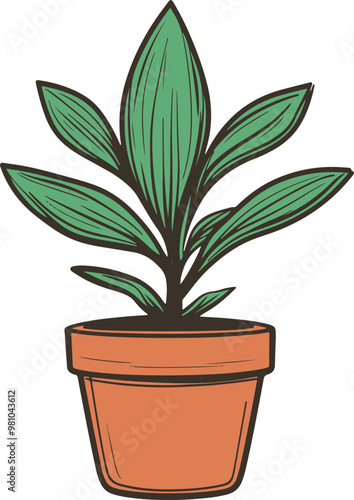 Plant in pot clipart vector design illustration