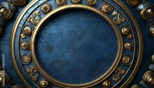 Ornate Gold Frame Surrounding a Deep Blue Circle