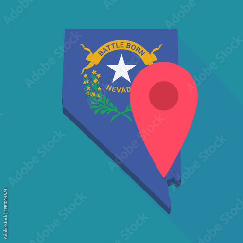Canvas Print 3D map of Nevada in the colors of the Nevada state flag in a flat design style o