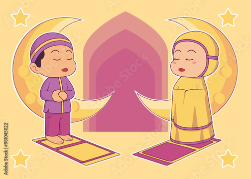 Boy and girl do shalah cartoon style