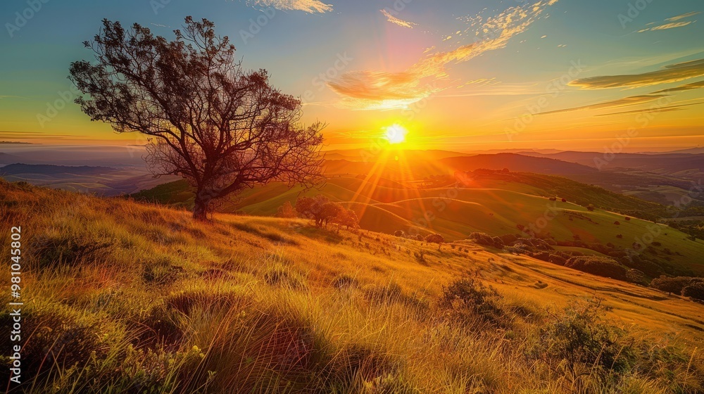 sunset from a hilltop offers a panoramic view of the landscape sunset from a hilltop offers a panoramic view of the landscape
