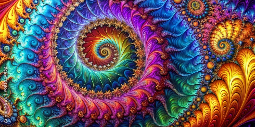 Vibrant abstract fractal design with swirling shapes and colors in high-contrast hues, perfect as a stunning Vibrant abstract fractal design with swirling shapes and colors in high-contrast hues, perfect as a stunning
