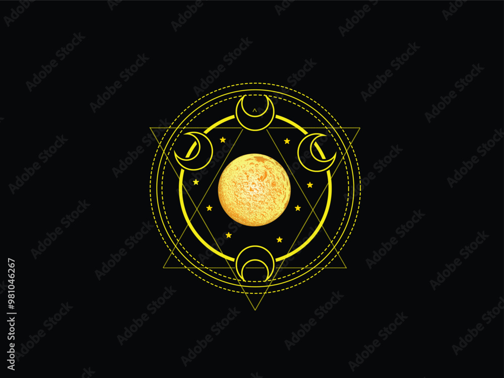 Obraz premium sacred geometry, mystical moon, spiritual, 