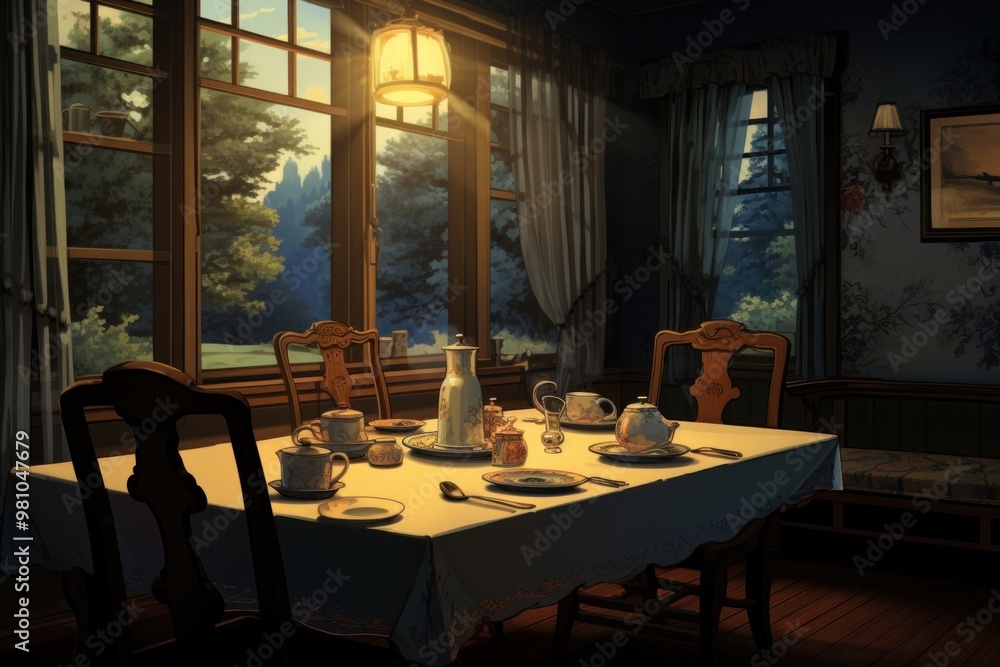 Fototapeta premium Room architecture tablecloth restaurant.
