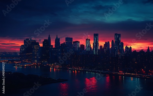 Dynamic City Skyline at Dusk with Friday Night Lights - Urban Weekend Vibes
