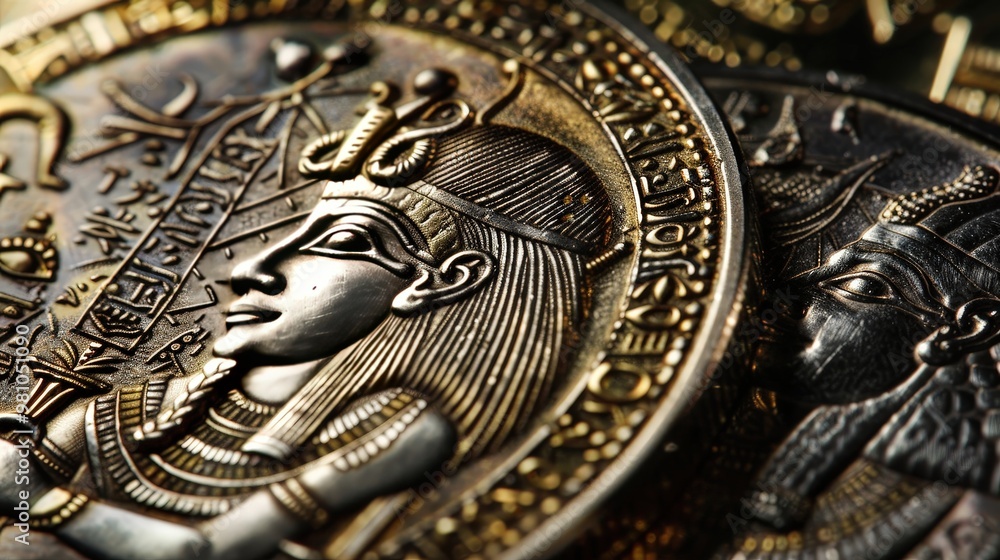 artistry of ancient Egyptian currency, featuring elaborate symbols and deities artistry of ancient Egyptian currency, featuring elaborate symbols and deities