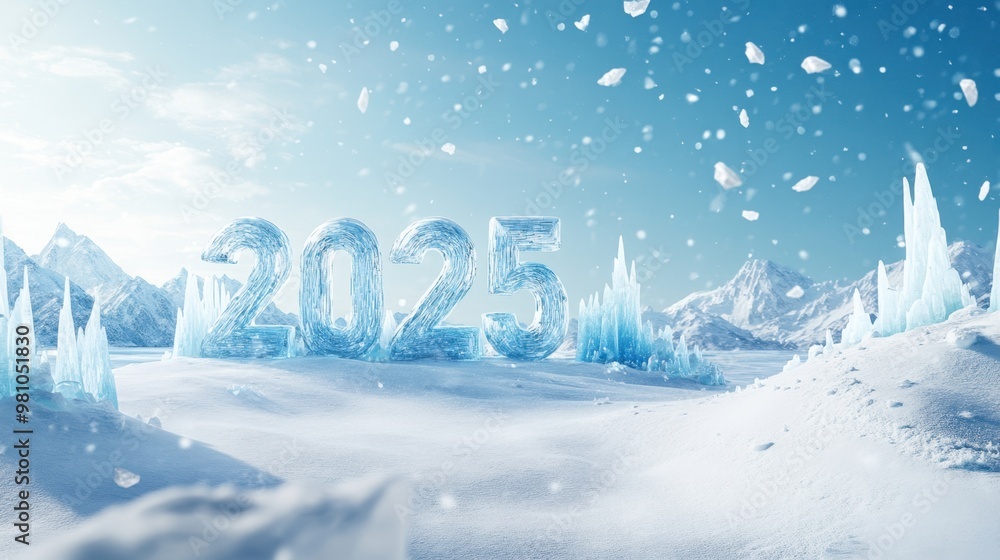Frozen 2025 Ice Sculpture in Winter Wonderland Landscape Frozen 2025 Ice Sculpture in Winter Wonderland Landscape