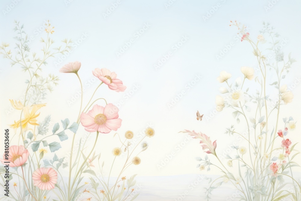 Painting of dried flowers border backgrounds pattern plant. Painting of dried flowers border backgrounds pattern plant.