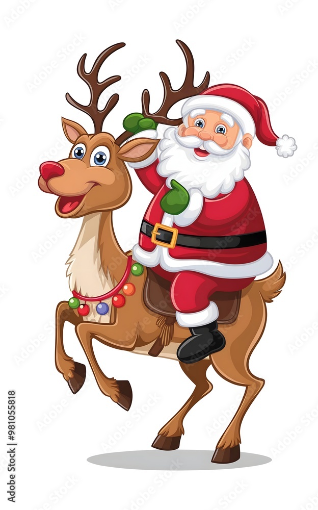 santa claus with reindeer cartoon santa claus with reindeer cartoon