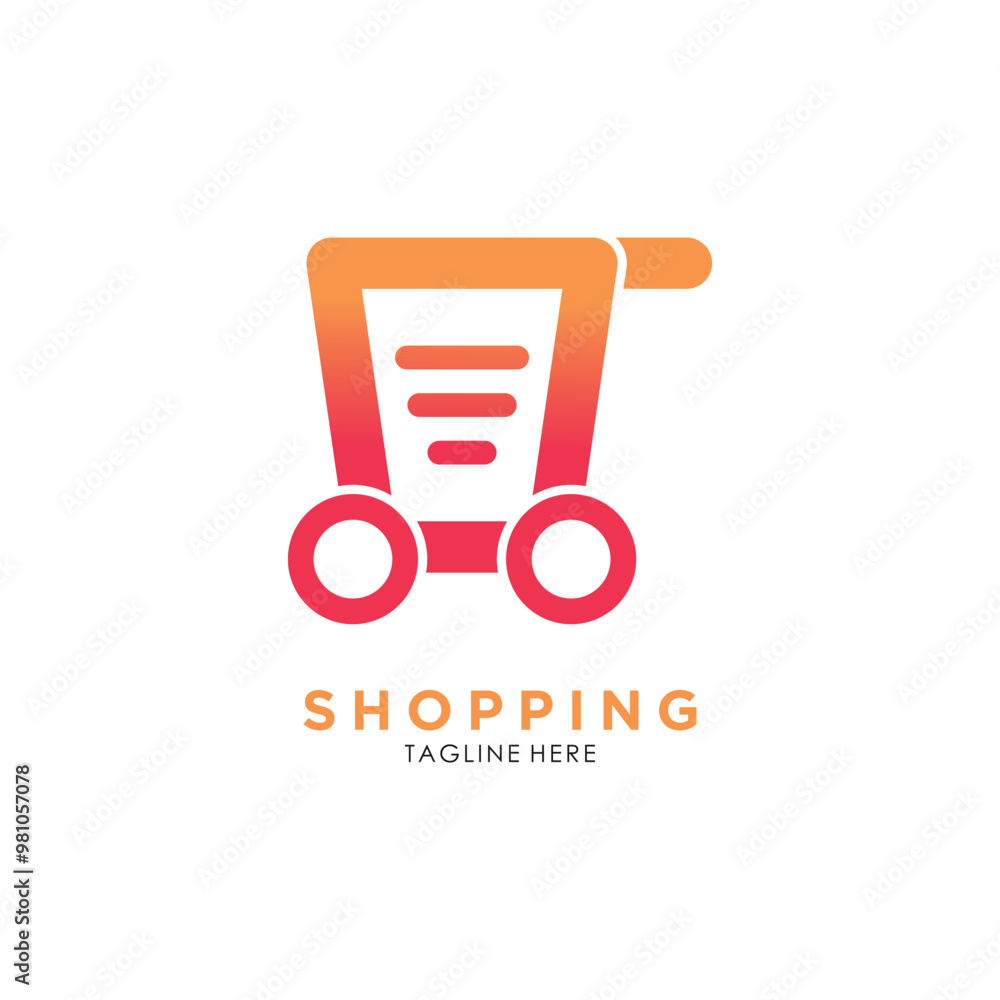 Online shop logo design icon with concept creative bag trolley and map Online shop logo design icon with concept creative bag trolley and map