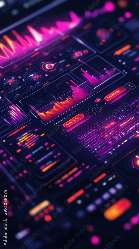 Futuristic user interface concept with wave-like menu animations Futuristic user interface concept with wave-like menu animations