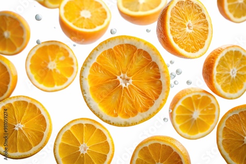 Floating fresh orange slices enhance vibrant summer drinks