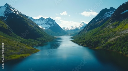 Wallpaper Mural Spectacular Norwegian Fjord Landscape Lush Mountains Embracing Serene, Turquoise Waters Torontodigital.ca