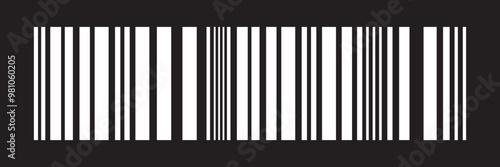 Realistic white Barcode icon on black background. Bar code icon. EPS 10.