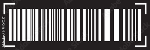 Realistic white Barcode icon on black background. Bar code icon. EPS 10.