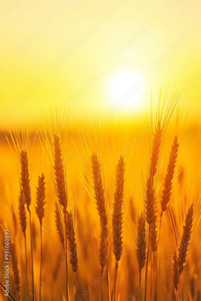 Yellow grain with sunset. Yellow grain with sunset.