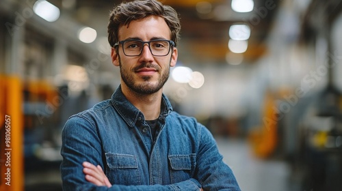 factory manager overseeing robotic automation systems showing industrial operations and technology concept