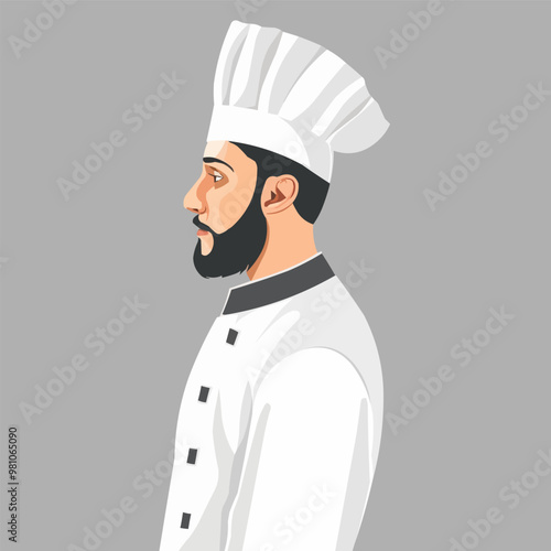 Wallpaper Mural Chef in a traditional white uniform and tall hat, flat portrait, vector illustration. Torontodigital.ca