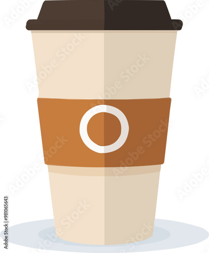 Coffee cup icon flat on white isolated background, vector design.