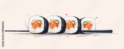 Sushi roll on a white background. Vector flat minimalistic isolated