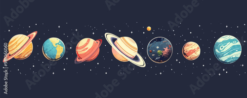 Toy planets on a white background. Vector flat minimalistic isolated