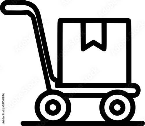 Package delivery trolley line icon, outline vector sign, linear style sign, symbol, vector, art