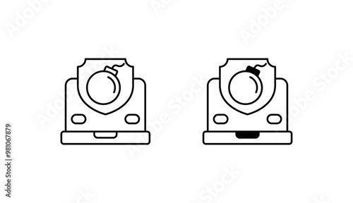 Ddos Attack icon design with white background stock illustration
