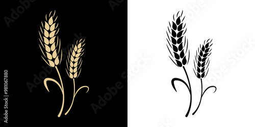 Wheat Ear - vector golden icon for food product labeling.
