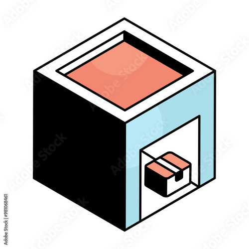 A flat design icon of warehouse