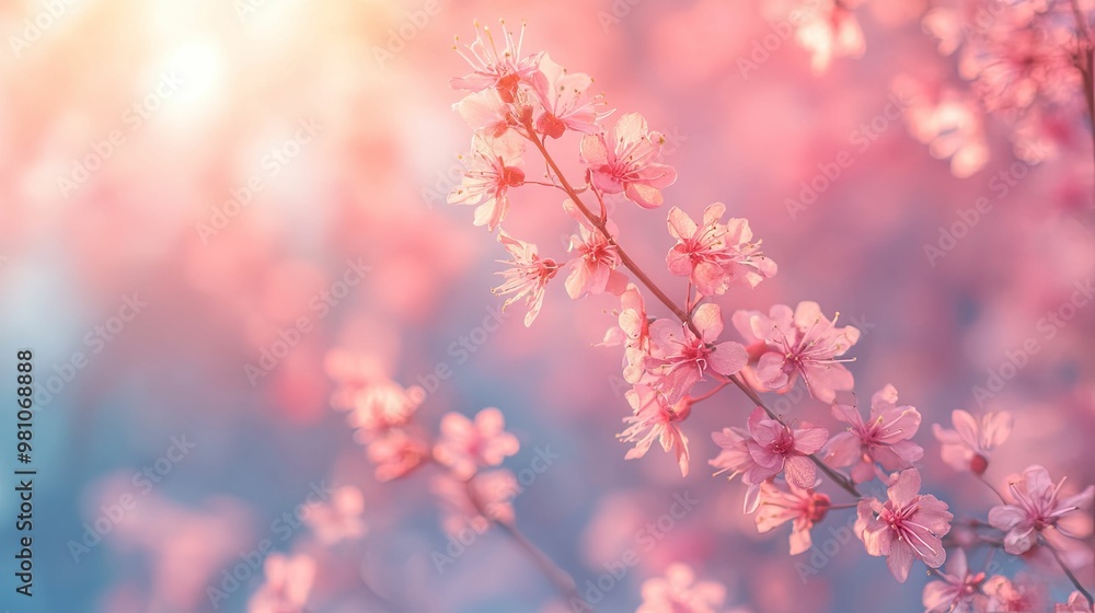 Delicate Pink Cherry Blossoms in Soft Light Delicate Pink Cherry Blossoms in Soft Light