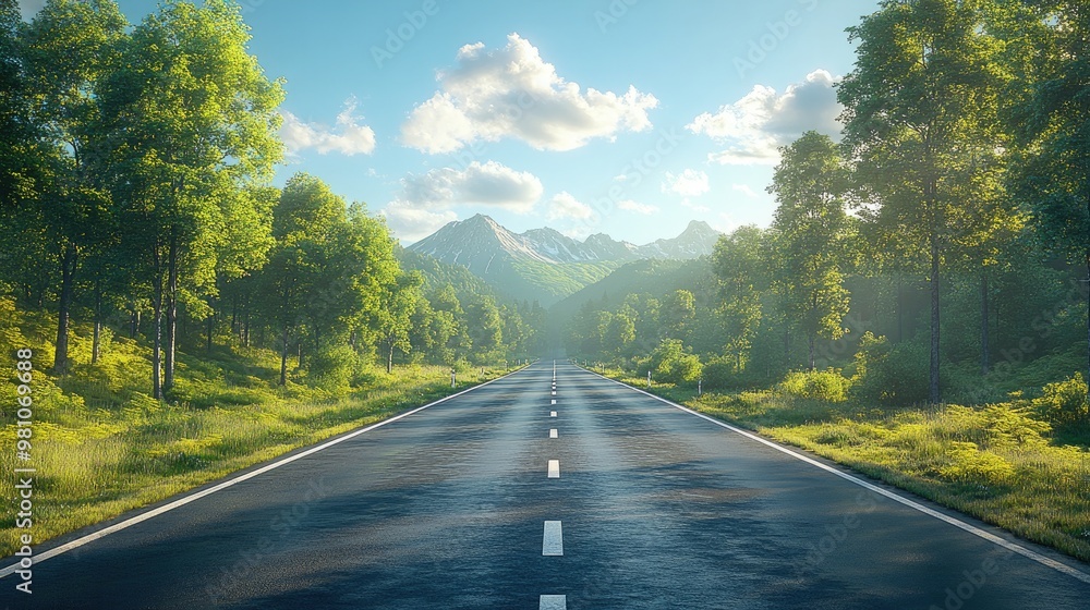 Expansive Empty Highway Under Clear Sky with Ample Copy Space for Creative Use Expansive Empty Highway Under Clear Sky with Ample Copy Space for Creative Use
