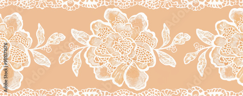 Elegant lace and doilies seamless pattern background, delicate and intricate lace designs, vector pattern.