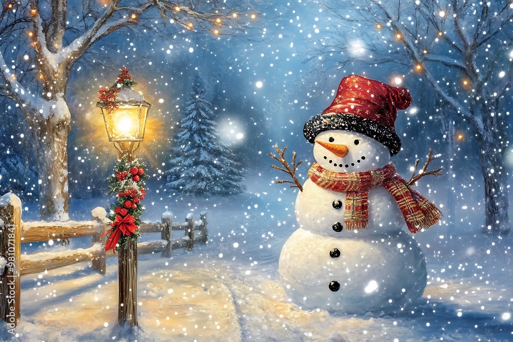 Fototapeta premium Snowman on the winter