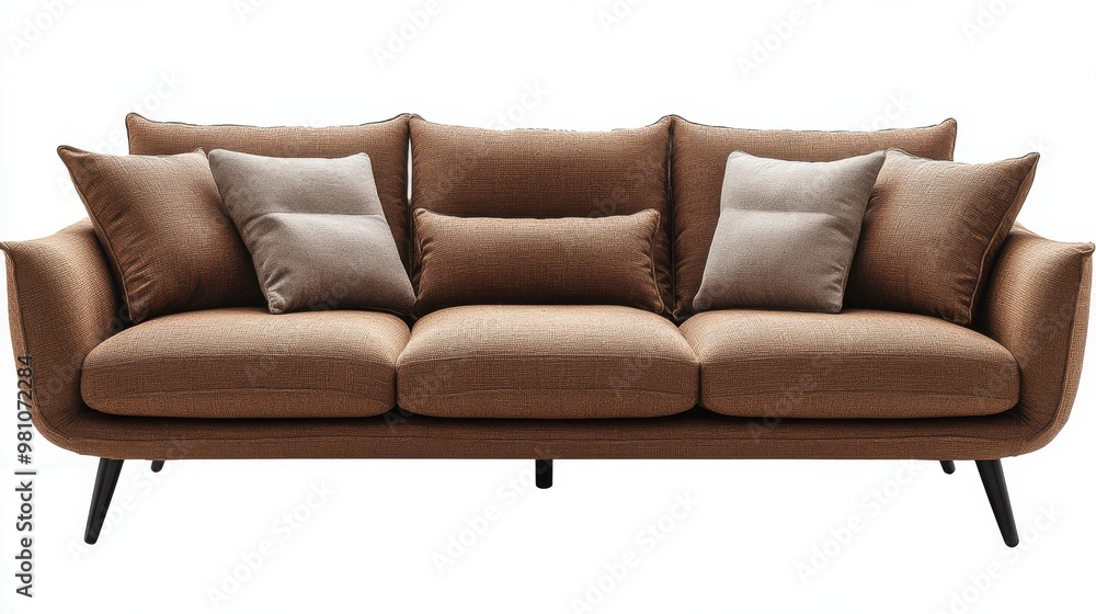 cozy brown sofa on white background. cozy brown sofa on white background.