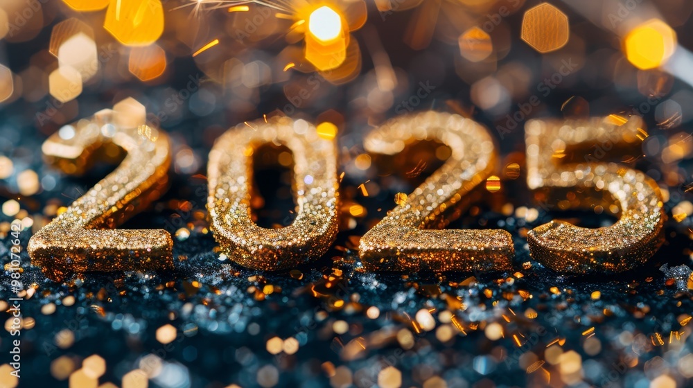Gold Glittering Numbers 2025 Sparkling on a Shiny Background for Happy New Year Celebration Concept Gold Glittering Numbers 2025 Sparkling on a Shiny Background for Happy New Year Celebration Concept