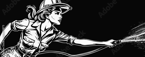 Playful pin-up tennis player in a retro tennis outfit, holding a racket, flat, vector illustration, pin-up style.