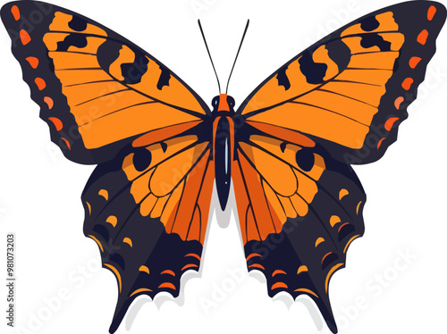 Elegant butterfly icon flat on white isolated background, vector design.